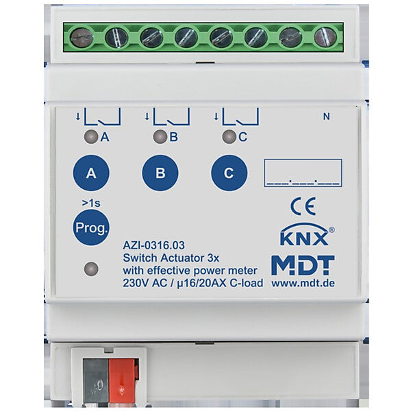 MDT technologies Schaltaktor 3-fach, 4TE REG, 16/20 A, 230 V AZI-0316.03